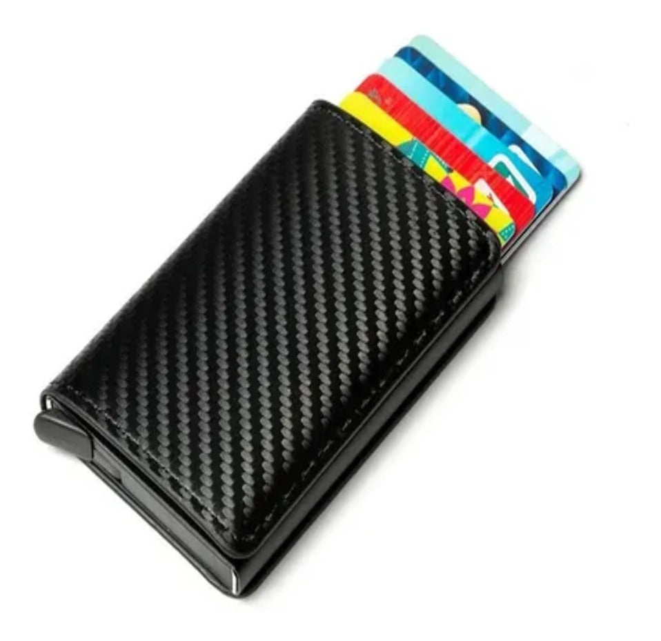 Billetera de fibra de carbono RFID para hombres, billetera antirrobo con tarjeta crédito, clip tarjeta ultradelgada lujo