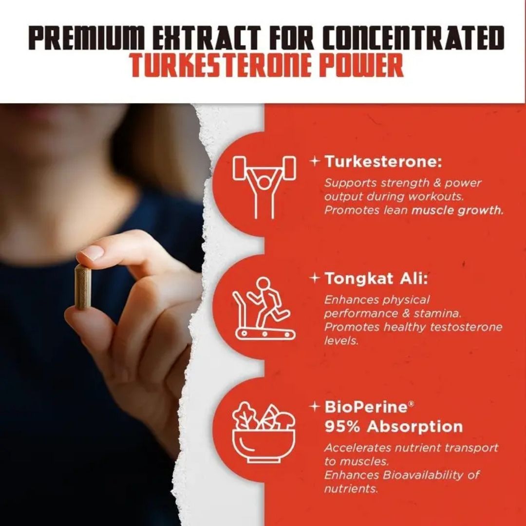 ¡Máxima Potencia y Energía! , Fórmula Avanzada con 1500mg de Turkesterona + Tongkat Ali + Vitaminas Esenciales
