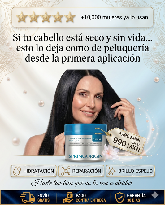 Mascarilla capilar de colágeno y caviar / Tratamiento reparador intensivo para cabello dañado y seco