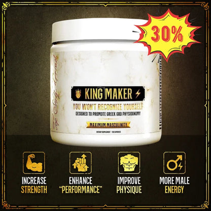 King Maker - Suplemento con Tongkat Ali, Turkesterona, Ecdisterona, Fadogia Agrestis, betarraga roja, maca negra y zinc (13 en 1)