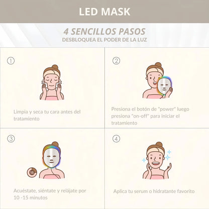 Máscara Facial LED con Tecnología de Cromoterapia®, Innovación para tu Piel 😍 50%OFF 🎁