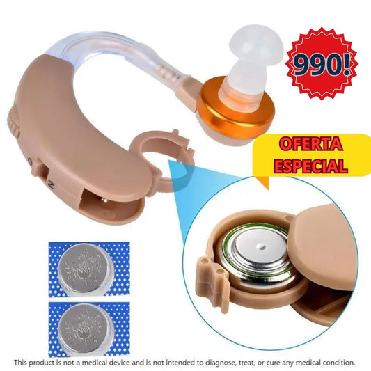 Amplificador de Sonido, Diseño Discreto con Rango de Frecuencia de 200-5000 Hz, Incluye 3 Cojines y 2 Pilas de Botón | Fácil de Operar.