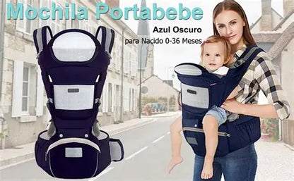 Cangurera Portabebé Raganet Mochila Multifuncional Con Asiento Bebé Color Azul