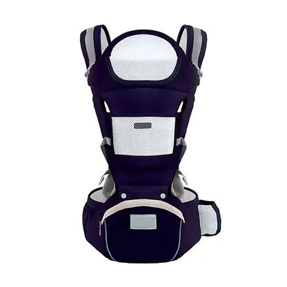 Cangurera Portabebé Raganet Mochila Multifuncional Con Asiento Bebé Color Azul