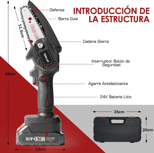 RECARGABLE INALAMBRICA Motosierra Eléctrica 🏡 Podar Cortar y mas...