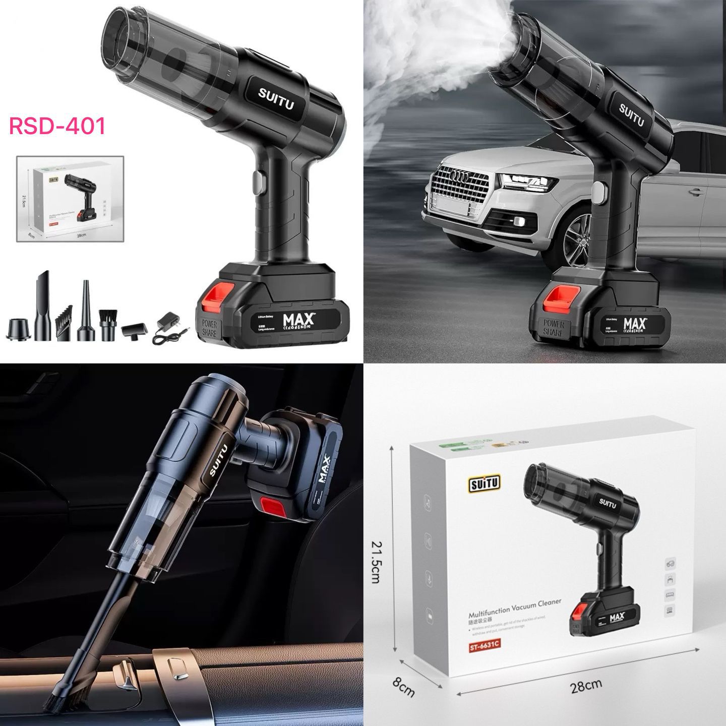 Aspiradora inalámbrica de coche, Batería extraíble, carga inalámbrica de pequeña fuerza, aspiradora doméstica y soplado de doble usos.