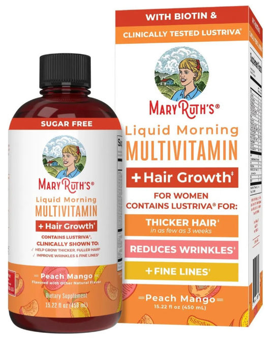 multivitaminico MARY RUTH'S-Suplemento para el crecimiento del cabello Lustriva | Clínicamente probado en mujeres para cabello más grueso