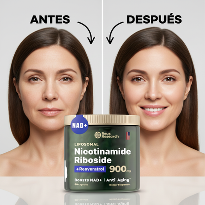 NAD+Suplemento - Nicotinamida Liposomal Nucleosuro 900mg Resveratrol Quercetin - Utilizado para Antienvejecimiento, Energía, Enfoque -80 cápsulas