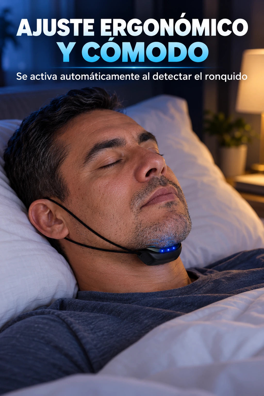 Uso nocturno y ajuste ergonómico del dispositivo antirronquidos