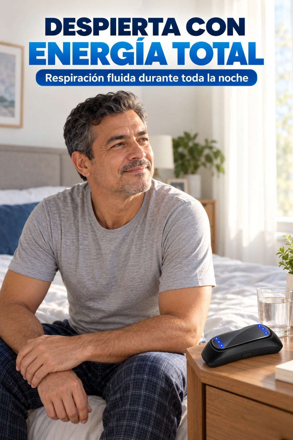 Escena de despertar junto al dispositivo antirronquidos