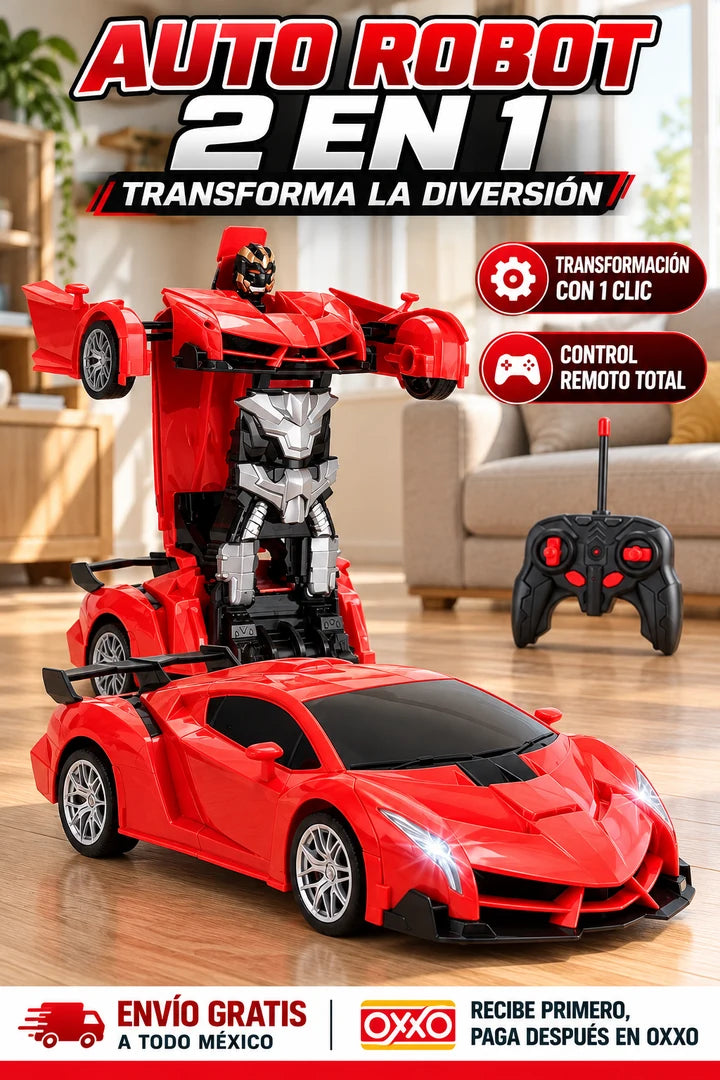 Auto robot transformable rojo 2 en 1