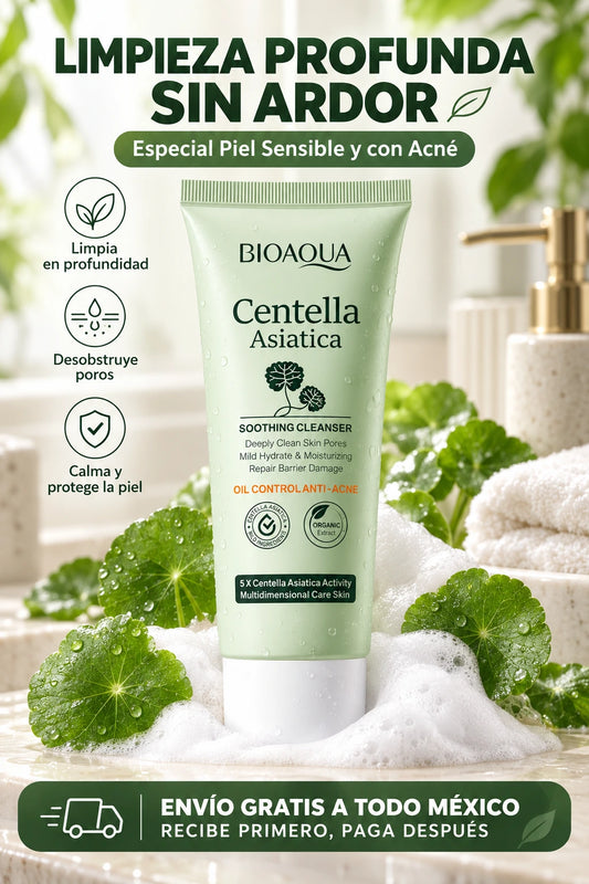 CENTELLA ASIATICA Limpiador Facial Espumoso BIOAQUA - Control de Grasa, Acné y Piel Sensible - 100g