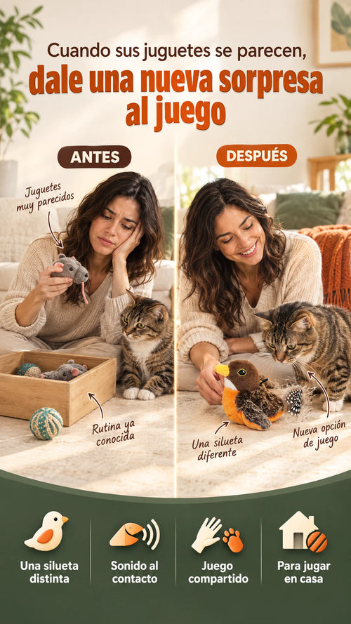 Juguete para gato: pájaro de peluche con sonido — Dale una nueva sorpresa a su próxima sesión de juego