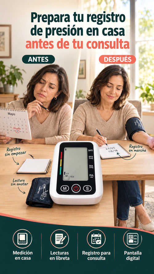 Tensiómetro automático de brazo — Facilita el registro indicado desde casa, antes de tu consulta