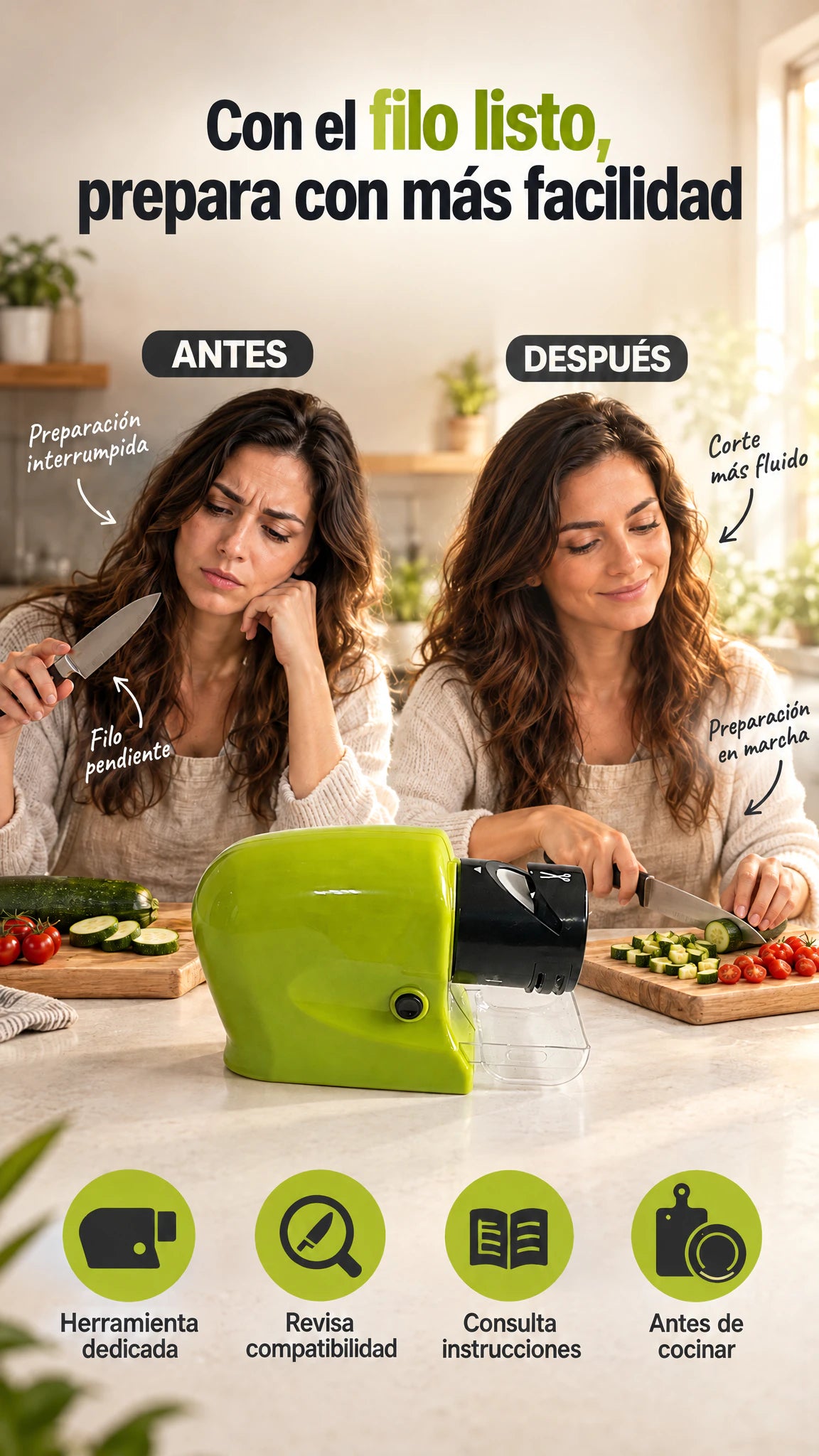 Afilador multifunción tipo batería — Haz más práctico el mantenimiento del filo en casa