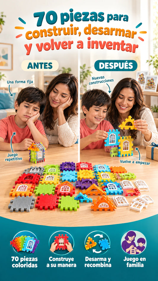 Set de construcción DIY de 70 piezas — Construye, desarma y vuelve a inventar cada juego