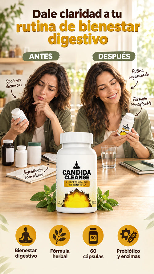 Candida Cleanse, suplemento herbal de 60 cápsulas — Apoya tu bienestar digestivo dentro de una rutina constante