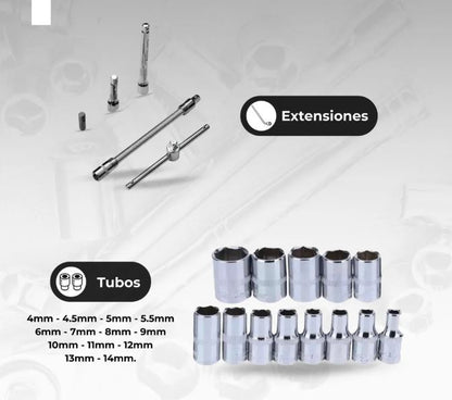 ToolMaster Pro 46:🧰🔧💪 Juego de Llaves de Vaso en Acero de Vanadio