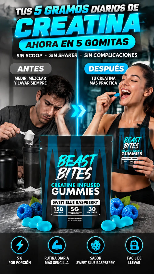 BEAST BITES™ Gomitas de Creatina — Tu rutina diaria más fácil