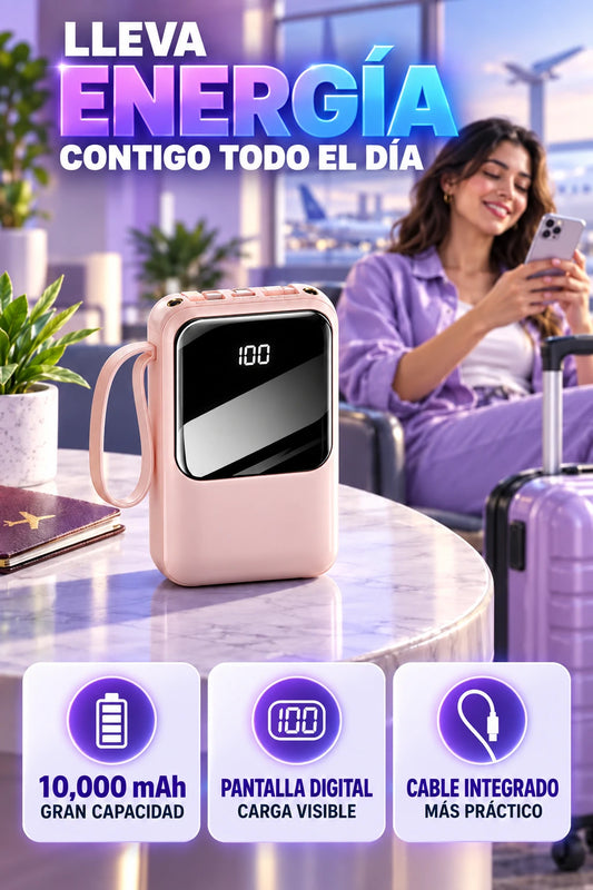 Power Bank Portátil de 10,000 mAh — Energía disponible fuera de casa