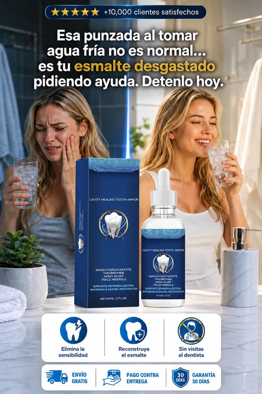 Oralhoc Dental — Cavity Healing Tooth Armor Suero dental líquido con Nano Hidroxiapatita, Triclodónico, Nano Silver y Macro Minerales.