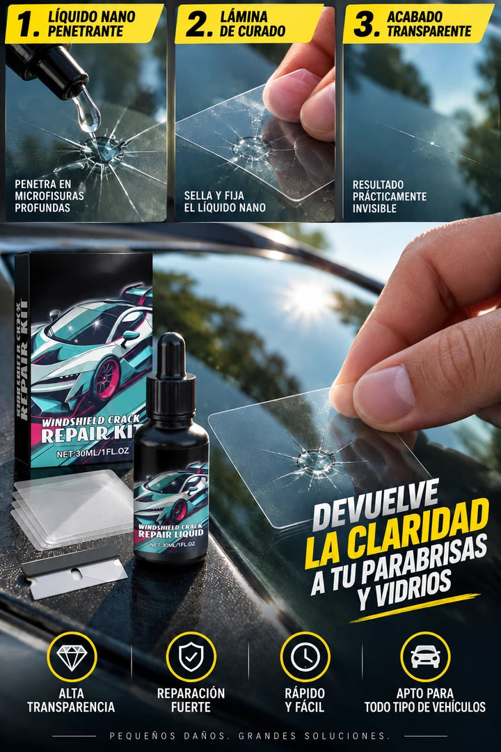 Kit reparación parabrisas y vidrios - pasos