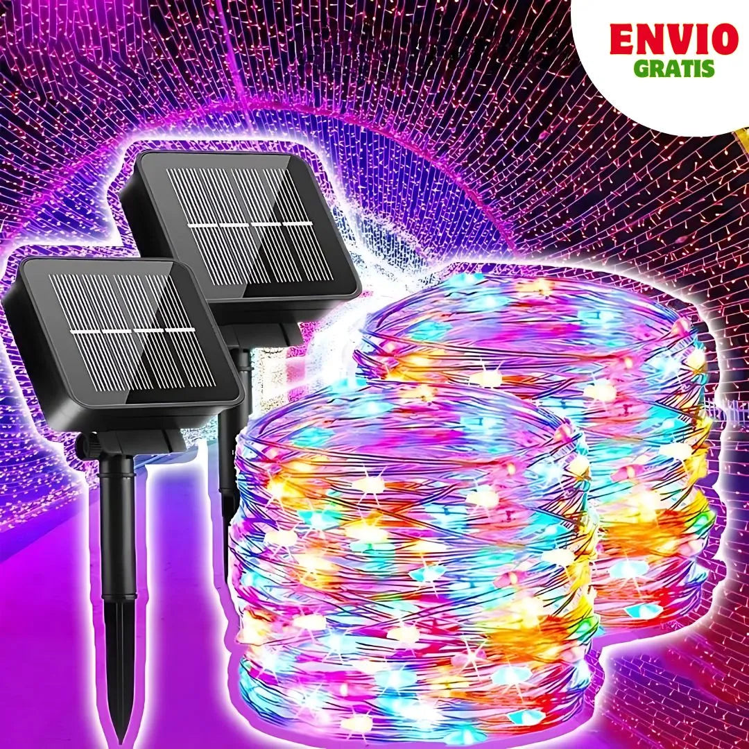 Luces Navideñas Solares de 20 metros con 200 LEDs y 8 Modos