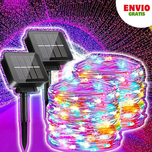Luces Navideñas Solares de 20 metros con 200 LEDs y 8 Modos