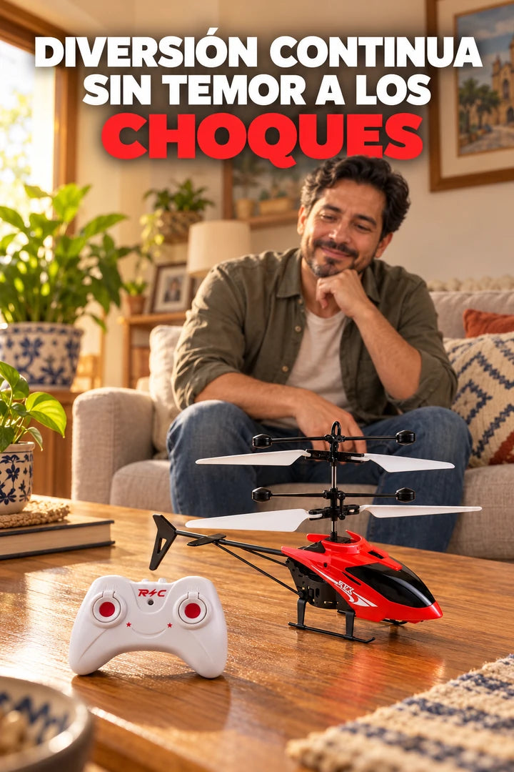 Helicóptero RC rojo para uso en casa