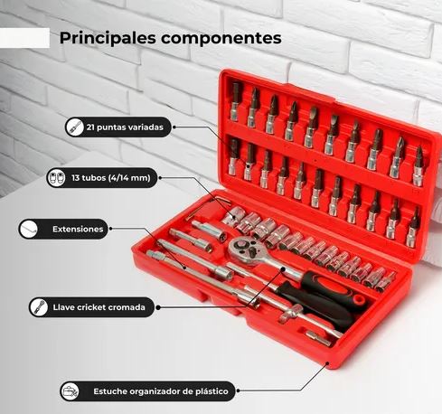 ToolMaster Pro 46:🧰🔧💪 Juego de Llaves de Vaso en Acero de Vanadio